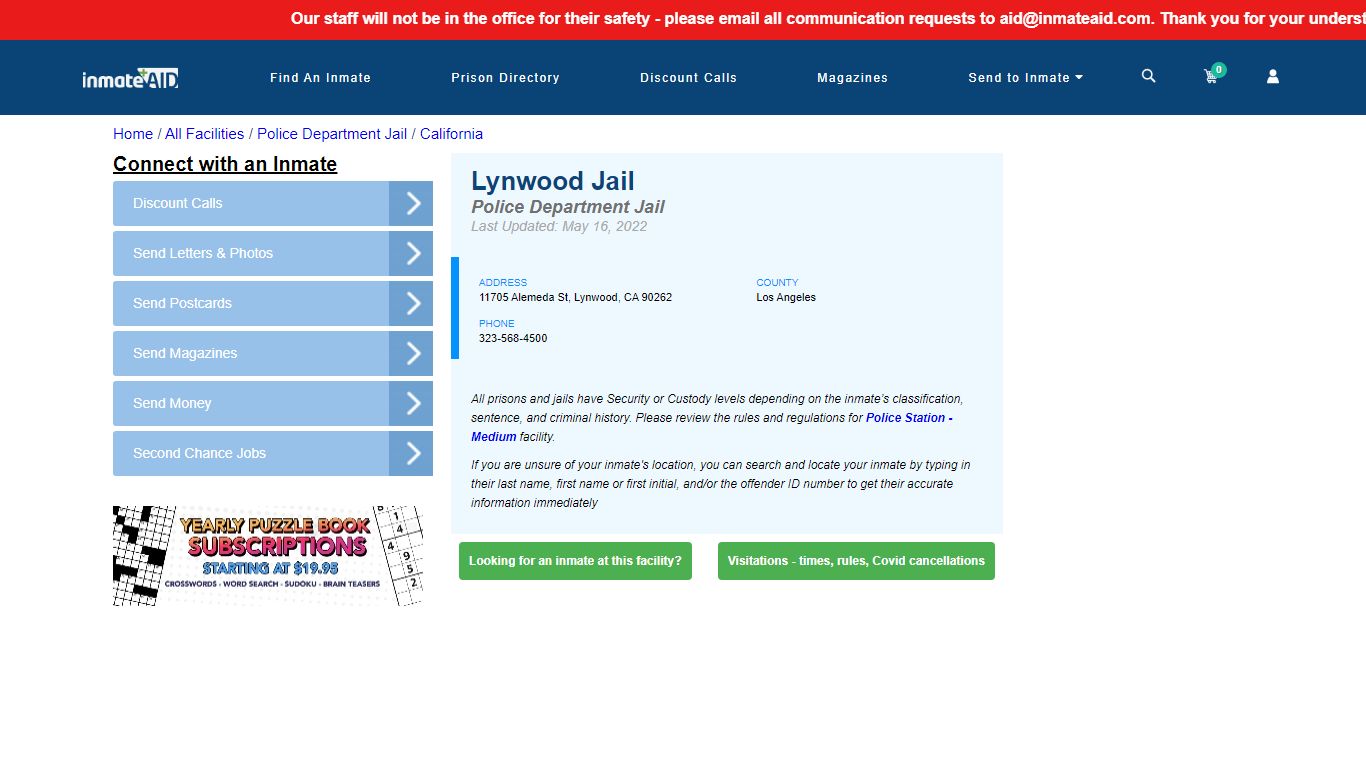 Lynwood Jail & Inmate Search - Lynwood, CA