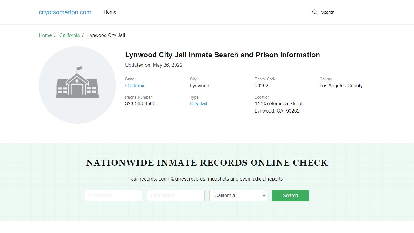 Lynwood City Jail Inmate Search and Prison Information